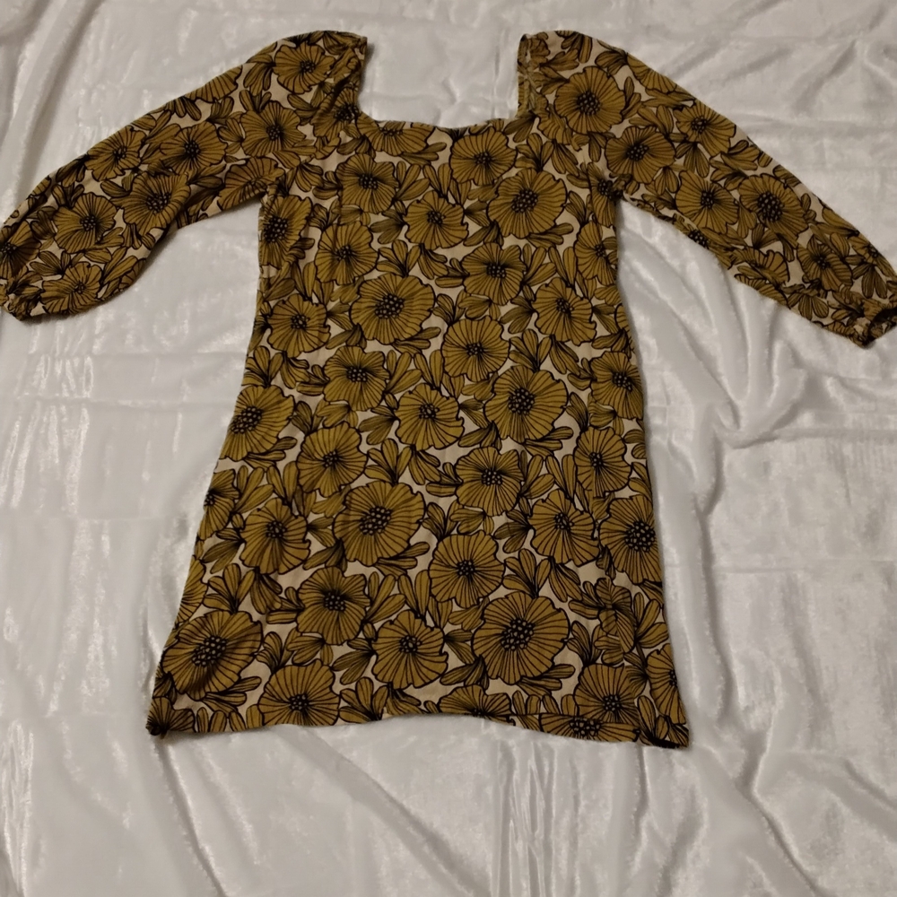 TP Mustard Floral Long Sleeve Dress